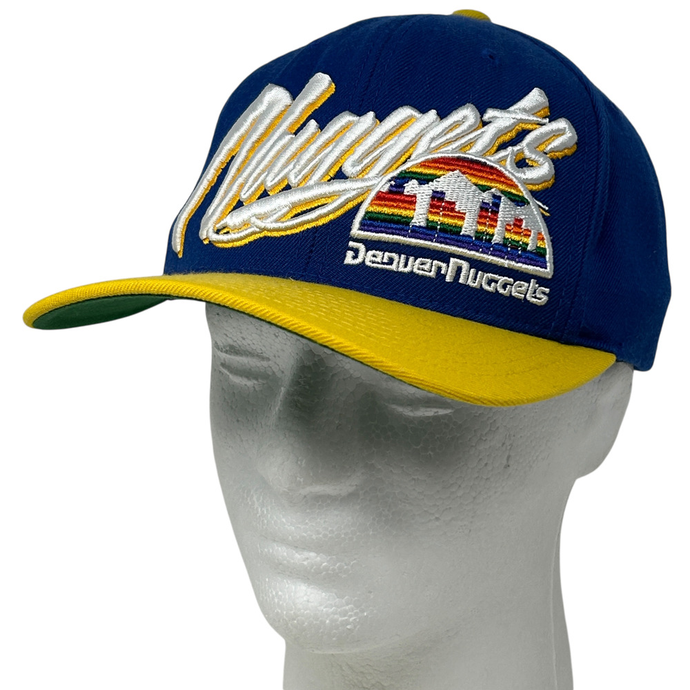 Denver Nuggets Script Wool Hat Cap Blue Mitchell & Ness Snapback 6 Panel NBA